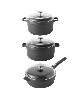 BergHOFF Gem 6Pc Cast Aluminum Nonstick Simmer Cookware Set - Black