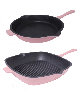 BergHOFF Neo 2pc Cast Iron 10" Fry Pan & 11" Grill Pan Cookware Set - Pink