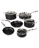 BergHOFF Essentials 10Pc Non-stick Hard Anodized Cookware Set With Glass Lid, Black - Black