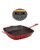 BergHOFF Neo 2pc Cast Iron 11" Grill Pan with Slotted Steak Press - Red
