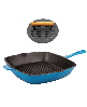 BergHOFF Neo 2pc Cast Iron 11" Grill Pan with Slotted Steak Press - Blue