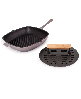 BergHOFF Neo 2pc Cast Iron 11" Grill Pan with Slotted Steak Press - Oyster