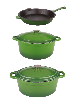 BergHOFF Neo 5pc Cast Iron Oval Dutch Oven Set with 10" Fry Pan, 5qt. & 8qt. - Green
