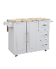 Casainc Kitchen Island with Spice Rack, Towel Bar and Extensible Solid Wood Tabletop - White