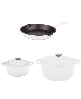 BergHOFF Neo 5pc Cast Iron Dutch Oven Set with 10" Fry Pan, 3qt. & 5qt. - White