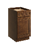 18" Single Base Cabinet with Full Overlay HDF Door and Dovetail Drawer - Dark Caramel