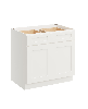 36" Single Base Cabinet with Full Overlay HDF Door and Dovetail Drawer - White Shaker