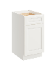 18" Single Base Cabinet with Full Overlay HDF Door and Dovetail Drawer - Glacier White