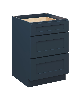 24" 3-Drawer Base Cabinet with Full Overlay HDF Drawer Fronts and Dovetail Drawers - Cyber Grey