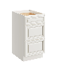 Boyel Living 18 3-Drawer Base Cabinet with Full Overlay HDF Drawer Fronts and Dovetail Drawers - Pearl White
