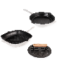 BergHOFF Neo 3pc Cast Iron Fry Pan & Grill Pan Set with Slotted Steak Press - White