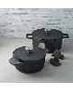 BergHOFF Leo Phantom 4pc Nonstick Ceramic Stockpot Set, Recycled - Black