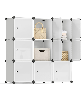 Songmics Home Modular Cube Storage Organizer, Set of 9 Plastic Cubes with Doors, DIY Closet Shelving Unit, Customizable Bookcase and Cabinet, Black an