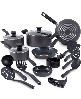 T-Fal Initiatives Aluminum Nonstick 18PC Cookware Set - Grey