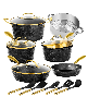 Charleston Collection 15-Piece Hammered Ceramic Coating Nonstick Cookware Set