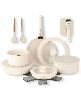 Gotham Steel 18 Piece Ceramic Nonstick Detachable Handle Cookware Set - Cream