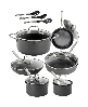 Professional 2x Hard Anodized 15-Piece Ceramic Nonstick Cookware Set - Black