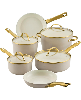 Farberware Forged Induction 12-Piece Aluminum Ceramic Nonstick Cookware Set - Light Beige