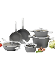 BergHOFF Leo 10Pc Non-stick Ceramic Cookware Set With Glass Lid - Grey