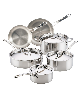 Anolon EverLast Stainless-Steel 10-Pc. Tri-Ply Clad Cookware Set