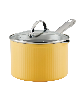 Farberware Style Aluminum Nonstick 3 Quart Cookware Straining Saucepan with Lid - Yellow