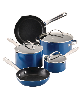 Farberware Style Aluminum Nonstick 10 Piece Cookware Pots and Pans Set - Blue