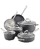 Anolon Accolade Forged Hard-Anodized Nonstick Cookware Set, 10-Piece, Moonstone