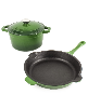 BergHOFF Neo 3pc Cast Iron Cookware Set, Fry Pan & Round Dutch Oven - Pink