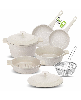 8-Piece Nesting Ceramic Coating Nonstick Cookware Set with Silicone Handle Covers - Beige