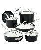 Anolon Nouvelle Copper Luxe Onyx Hard-Anodized Nonstick Cookware Set, 11 Piece - Onyx