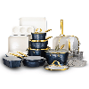 Gotham Steel Pro Hammered Collection 20-Piece Ceramic Coating Nonstick Cookware Set - Navy