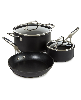 BergHOFF Essentials 5Pc Non-stick Hard Anodized Cookware Starter Set With Glass Lid, Black