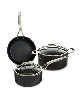 BergHOFF Essentials 5Pc Non-stick Hard Anodized Cookware Set For Two With Glass Lid, Black