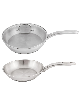 BergHOFF Belly Shape 3pc 18/10 Stainless Steel Fry Pan & Skillet Cookware Set with Glass Lid - Silver
