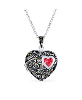 Marcasite Genuine Red Garnet Antiqued Style Filigree Aromatherapy Perfume Diffuser Heart Shape Locket Necklace For Women