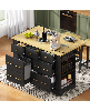 Streamdale Furniture Kitchen Island with Drop Leaf, 6 Drawers, Trash Storage and Power Outlet - Black