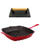 BergHOFF Neo 2pc Cast Iron 11" Grill Pan with Steak Press - Red