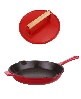BergHOFF Neo 2pc Cast Iron 10" Fry Pan with Steak Press - Red