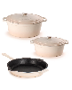 BergHOFF Neo 5pc Cast Iron Oval Dutch Oven Set with 10" Fry Pan, 5qt. & 8qt. - Meringue