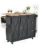 Gouun 56 in Rolling Kitchen Island Cart and Storage Cabinet, Drop Leaf - Black