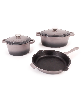 BergHOFF Neo 5pc Cast Iron Dutch Oven Set with 10" Fry Pan, 3qt. & 5qt. - Oyster