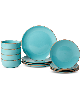 Infuse 12 Pc. Stoneware Dinnerware Set, Service for 4 - Aqua
