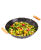 Infuse Asian Carbon Steel 13.75" Open Wok with 2 Side Handles - Black