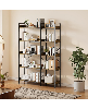homfan 5-Tier Wide Bookshelf Rustic Wooden Shelving Unit