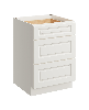 24" 3-Drawer Base Cabinet with Full Overlay HDF Drawer Fronts and Dovetail Drawers - Glacier White