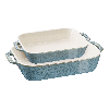 Staub Stoneware 2-pc, Rectangular Baking Dish Set, Rustic Turquoise