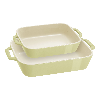 Staub Stoneware 2-pc, Rectangular Baking Dish Set Macaron, Light Green