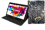 LINSAY 10.1" Octa Core 128GB Storage Android 15 Tablet with Golden Marble Case - Black