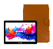 LINSAY - 10.1" Octa Core 256GB Storage Android 15 Tablet with Leather Case - Brown