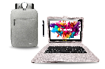 LINSAY - 10.1" Octa Core 128GB Storage Android 15 with Designer Cloth Keyboard Case and Stylish Backpack and Pen Stylus - Purple